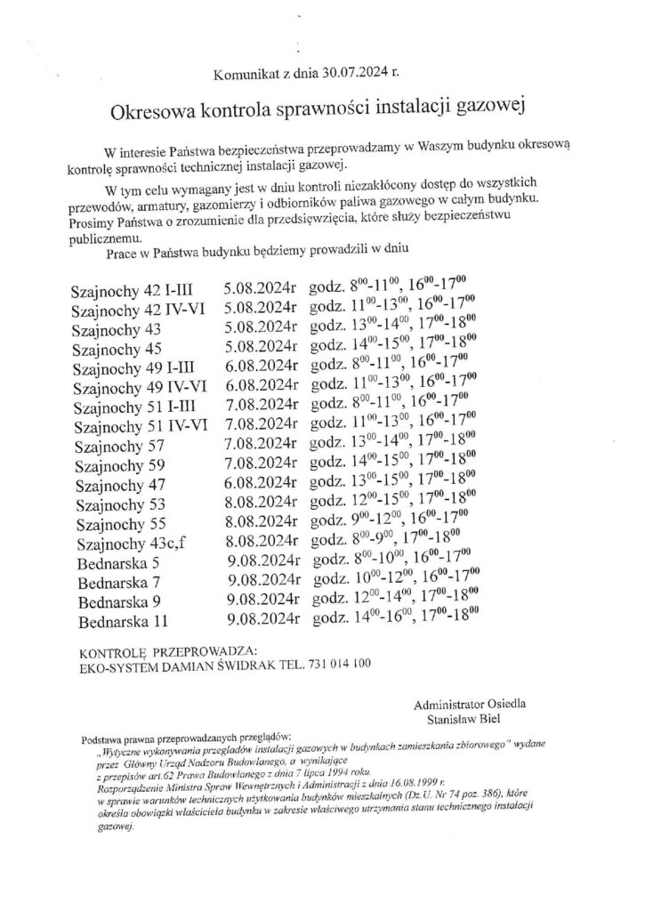 Okresowa Kontrola Inst. Gazowej Page 0001