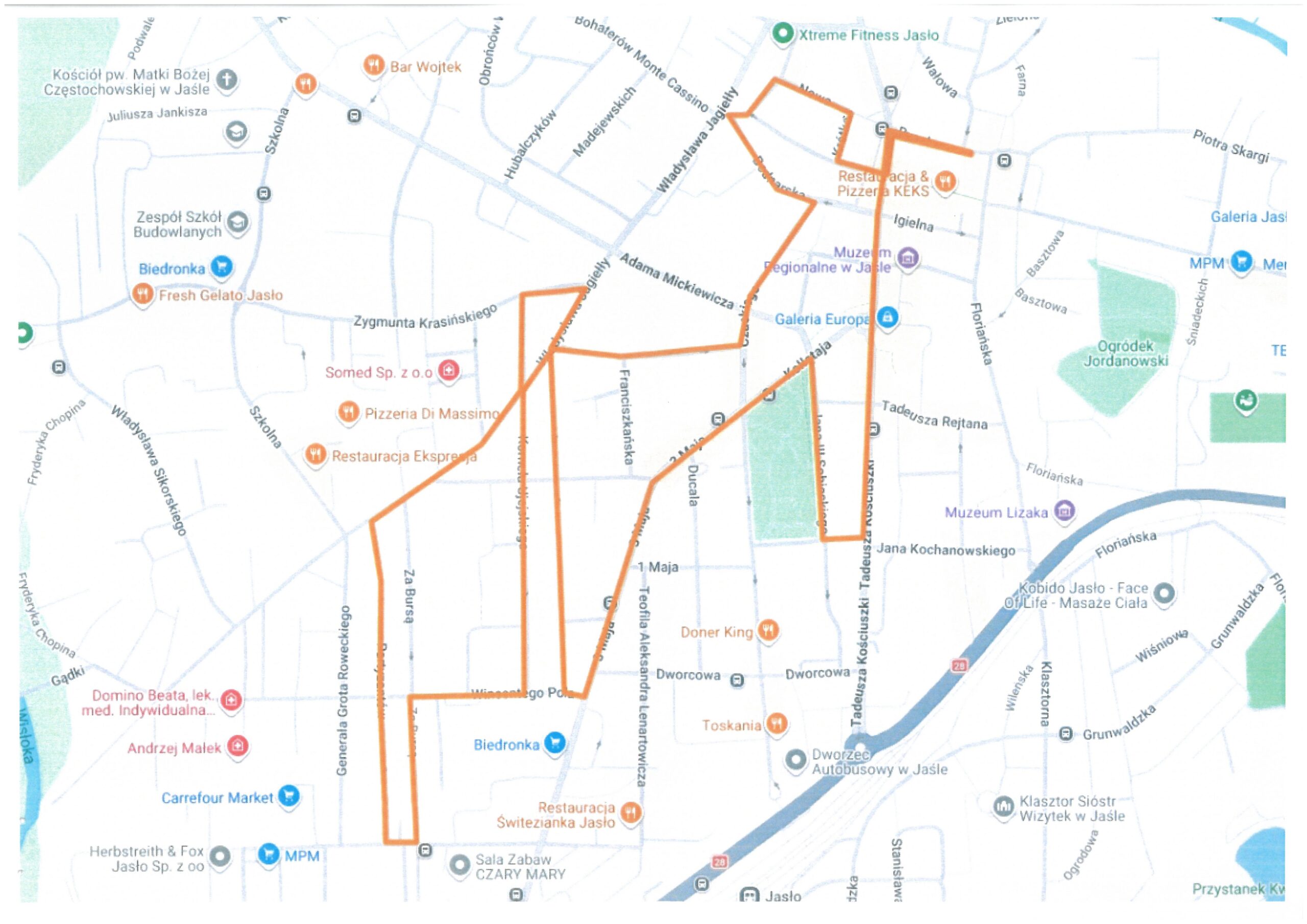 Bieg Jutrzenki Jasło 30.08.2026 Mapa