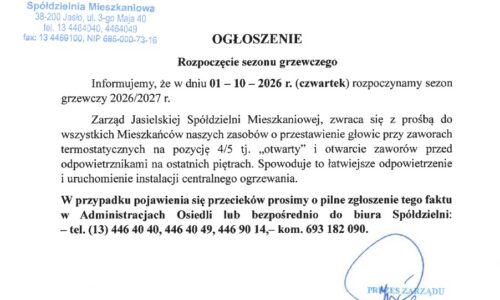 Rozpoczęcie sezonu grzewczego – 1 października 2026 roku